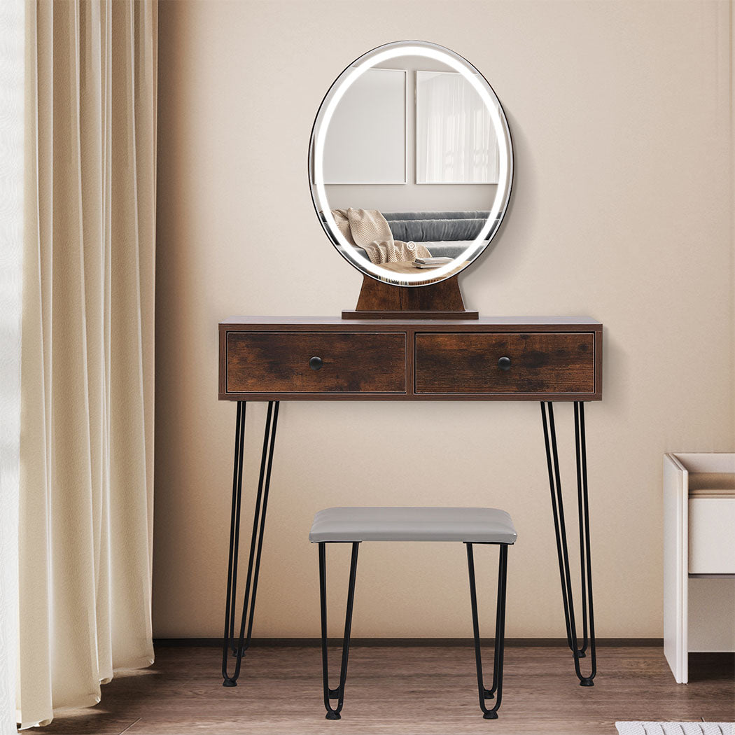 Levede Dressing Table LED Light Strip Brown-1871349402606637063
