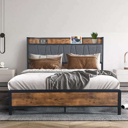 Levede Queen Bed Frame Tufted Headboard USB Charge-1864183201270992903
