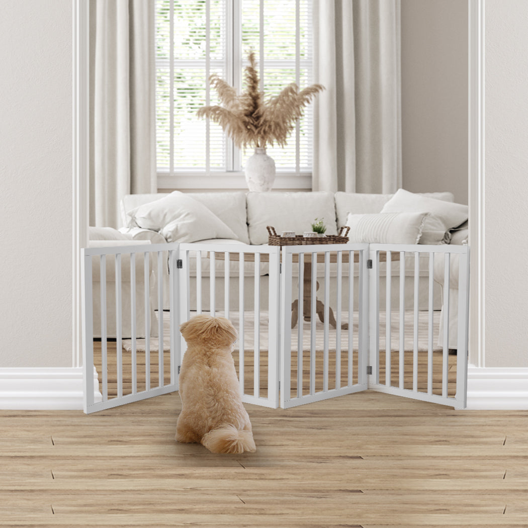 Wooden Pet Gate Dog Fence Retractable White 600x 3MM-1864184510288105479