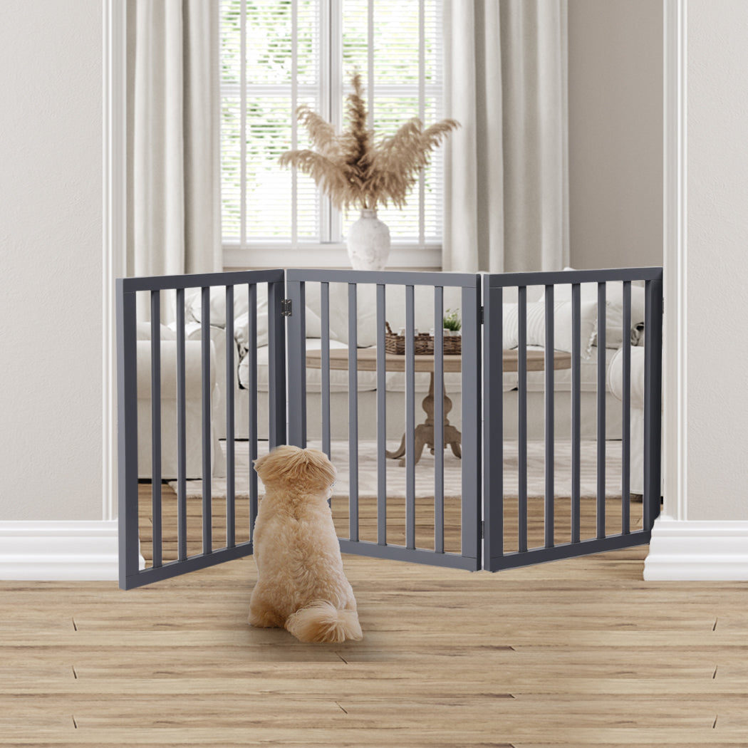 Wooden Pet Gate Dog Fence Retractable Grey 2000x 3MM-1864184509570879495