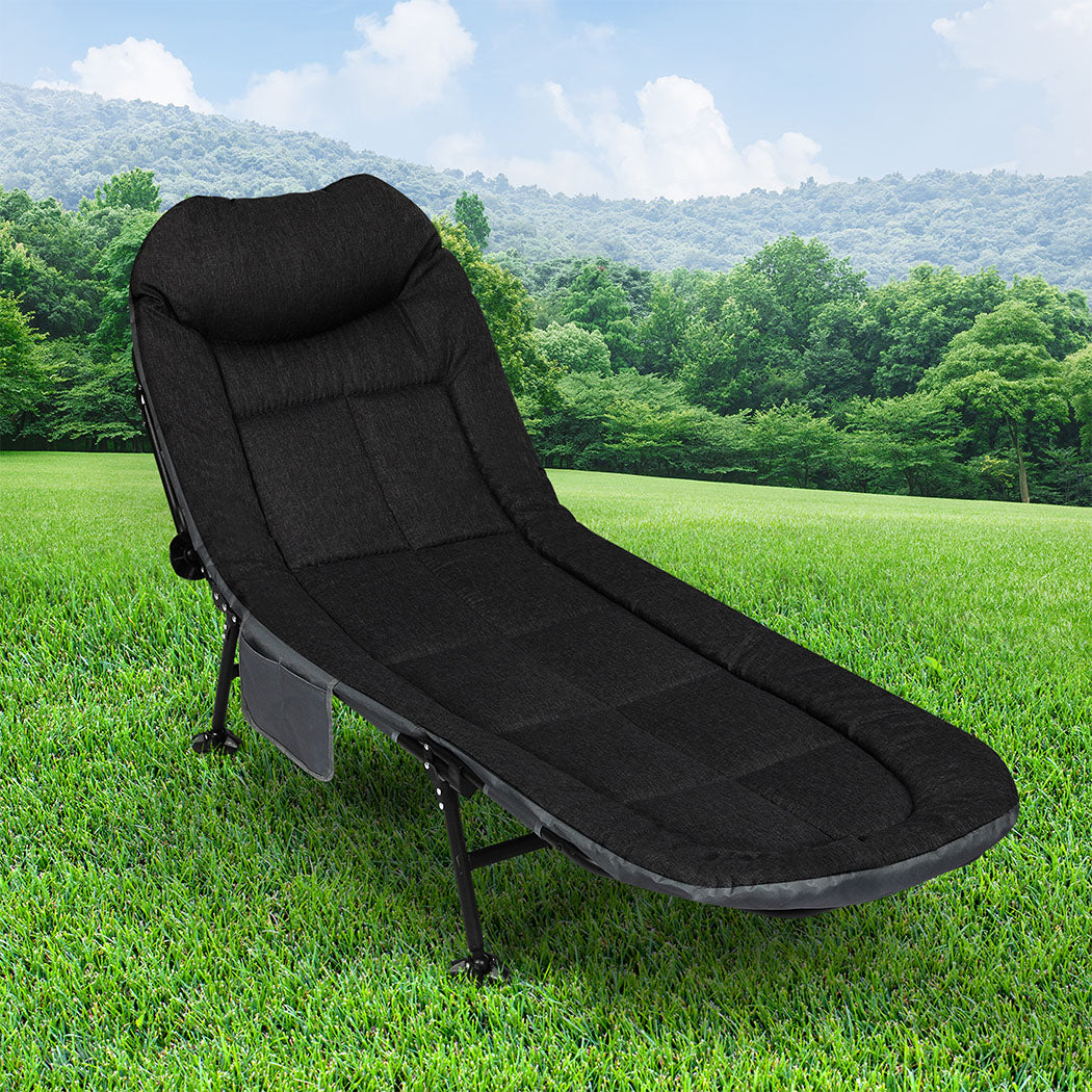 Levede Folding Camping Bed Camp Cots Black-1871349386718613511