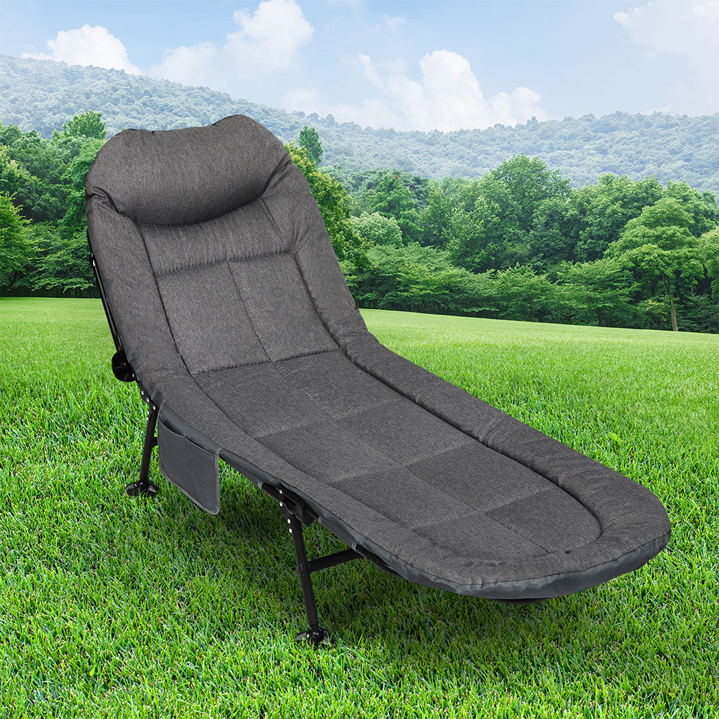 Levede Folding Camping Bed Camp Cots Dark Grey-1871349386861219847