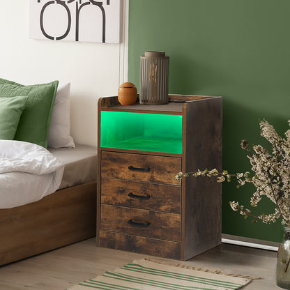 Levede Bedside Table USB Charger Outlet LED Oak-1869883068282703878