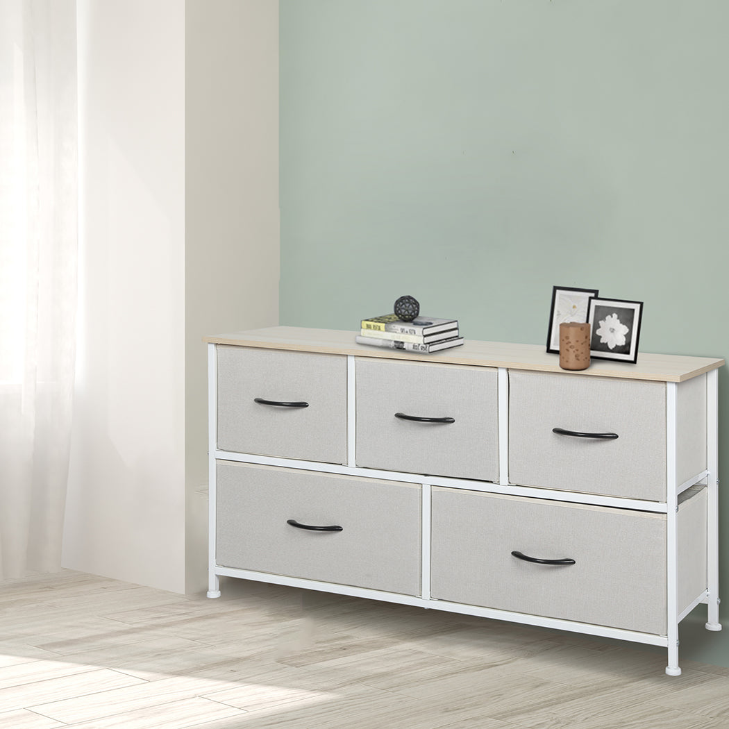 Levede Storage Cabinet Tower Chest Beige-1864183275677945862
