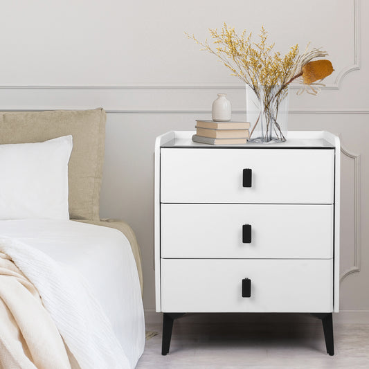 Levede Bedside Table LED Lights Drawers Storage-1869883069327085574