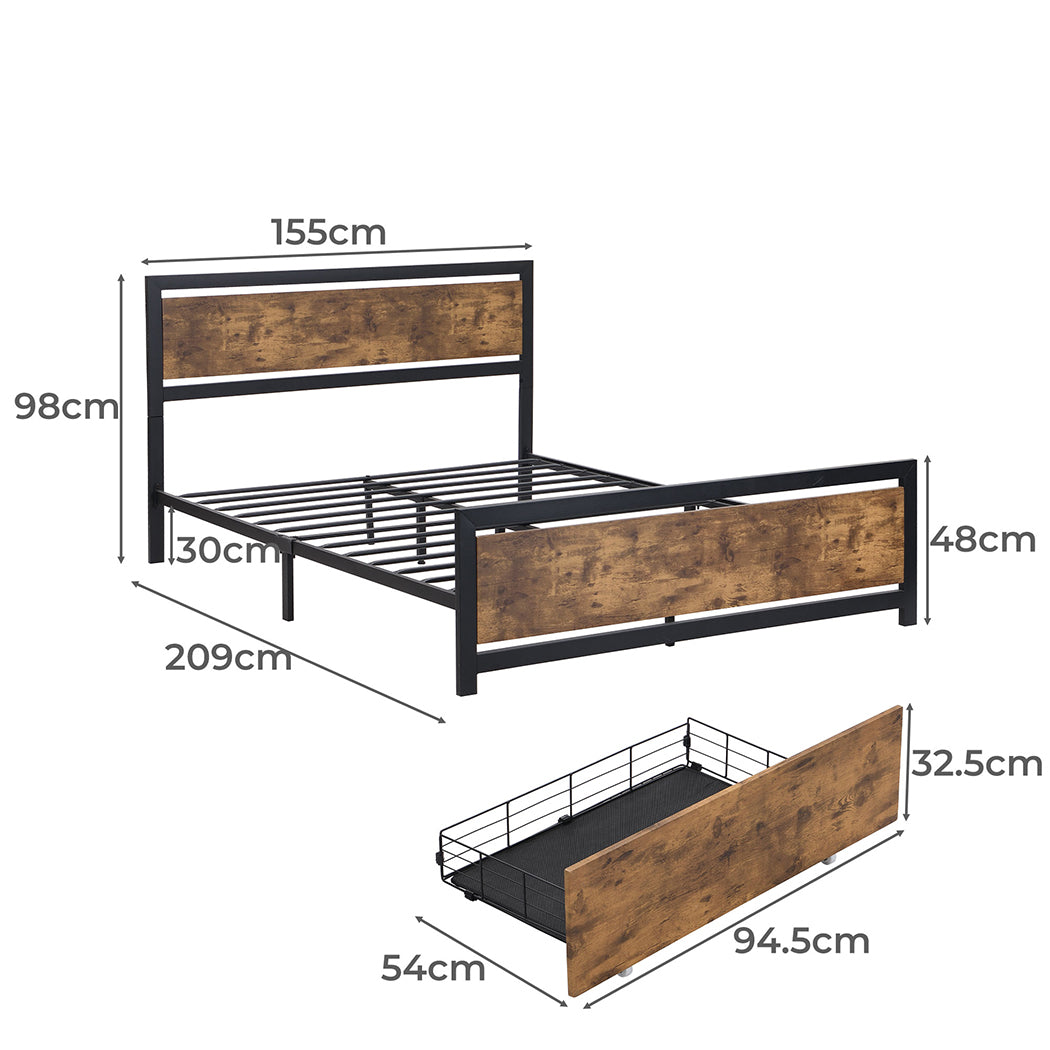 Levede Queen Bed Frame Industrial Mattress-1864183203057766402