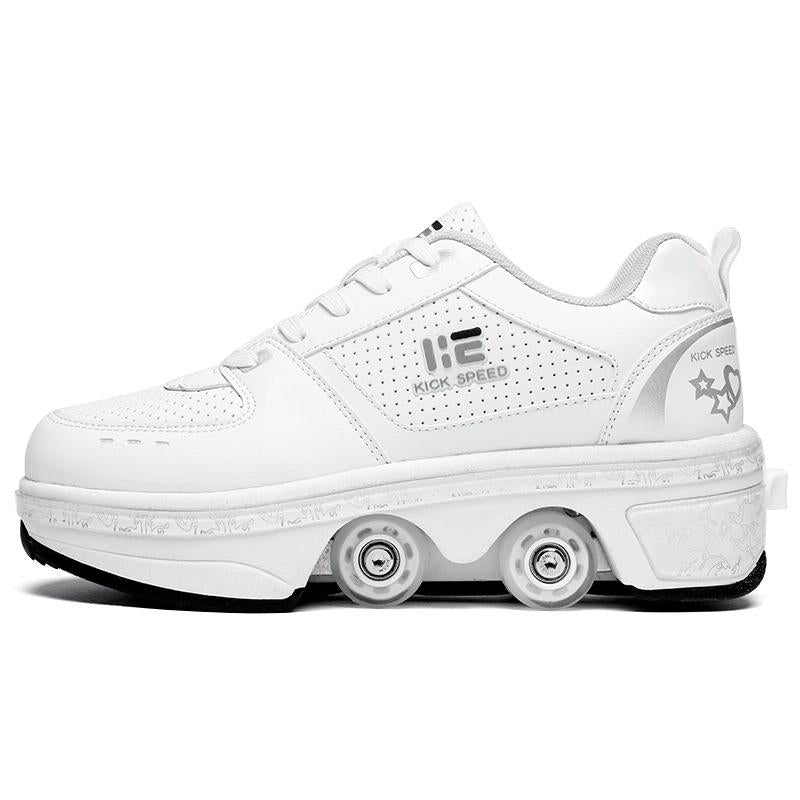37 Double Row Deformation Rune Roller Skates - Dual Purpose - Low-Top Without Light (White)