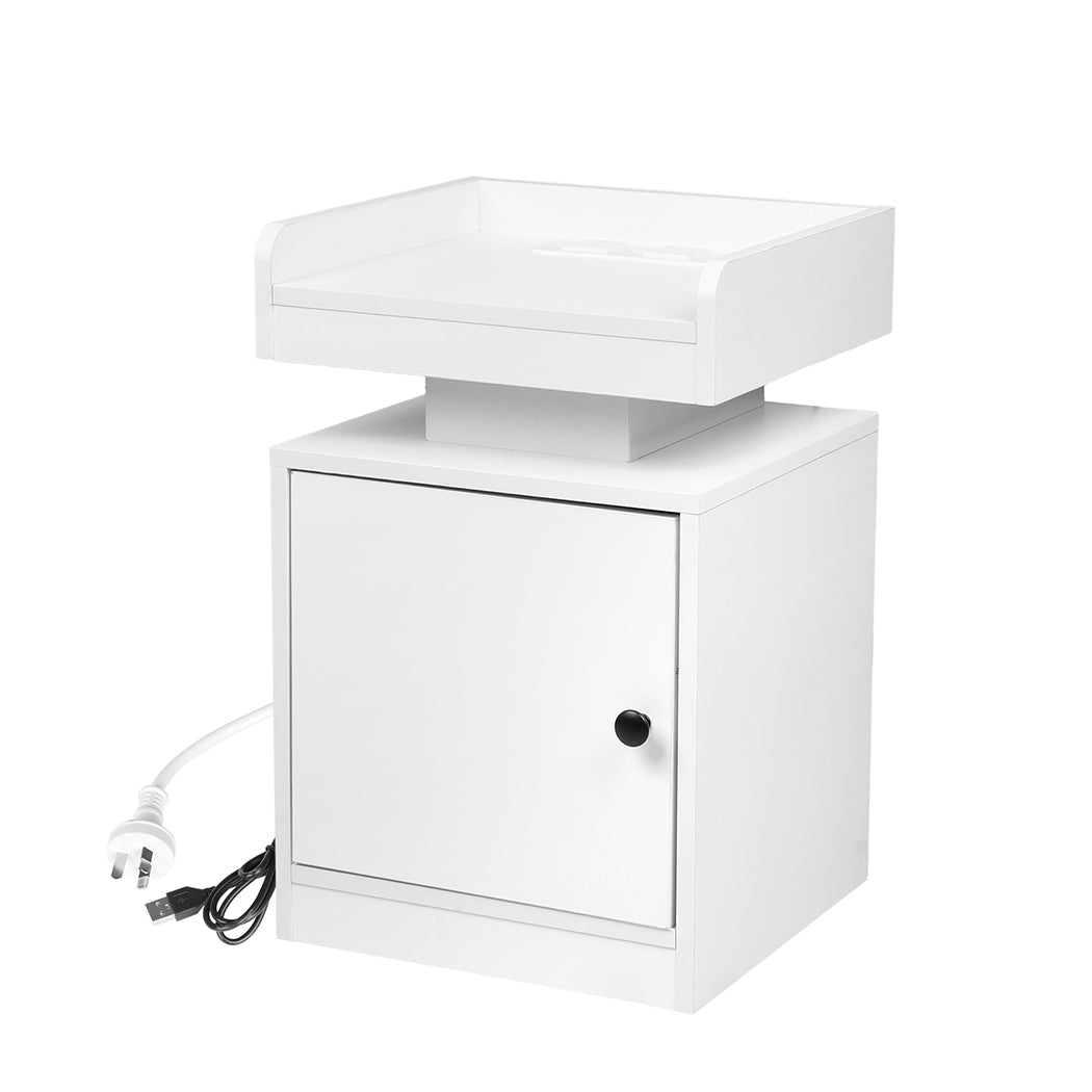 Levede Bedside Table USB Charger Outlet RGB White-1869883069012512768