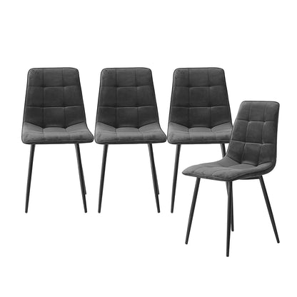 Levede 4x Dining Chairs Kitchen Velvet Grey-1864183277460525056