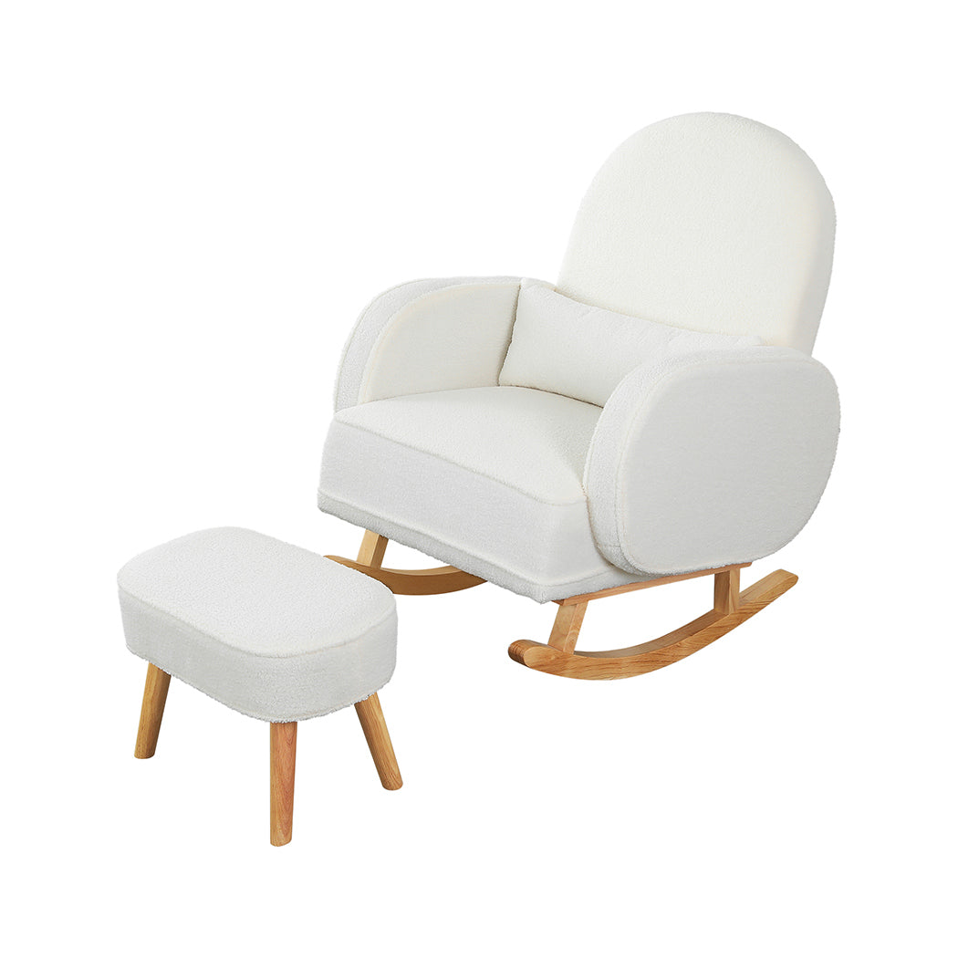 Levede Fleece Rocking Chair with footstool-1869883064247783424