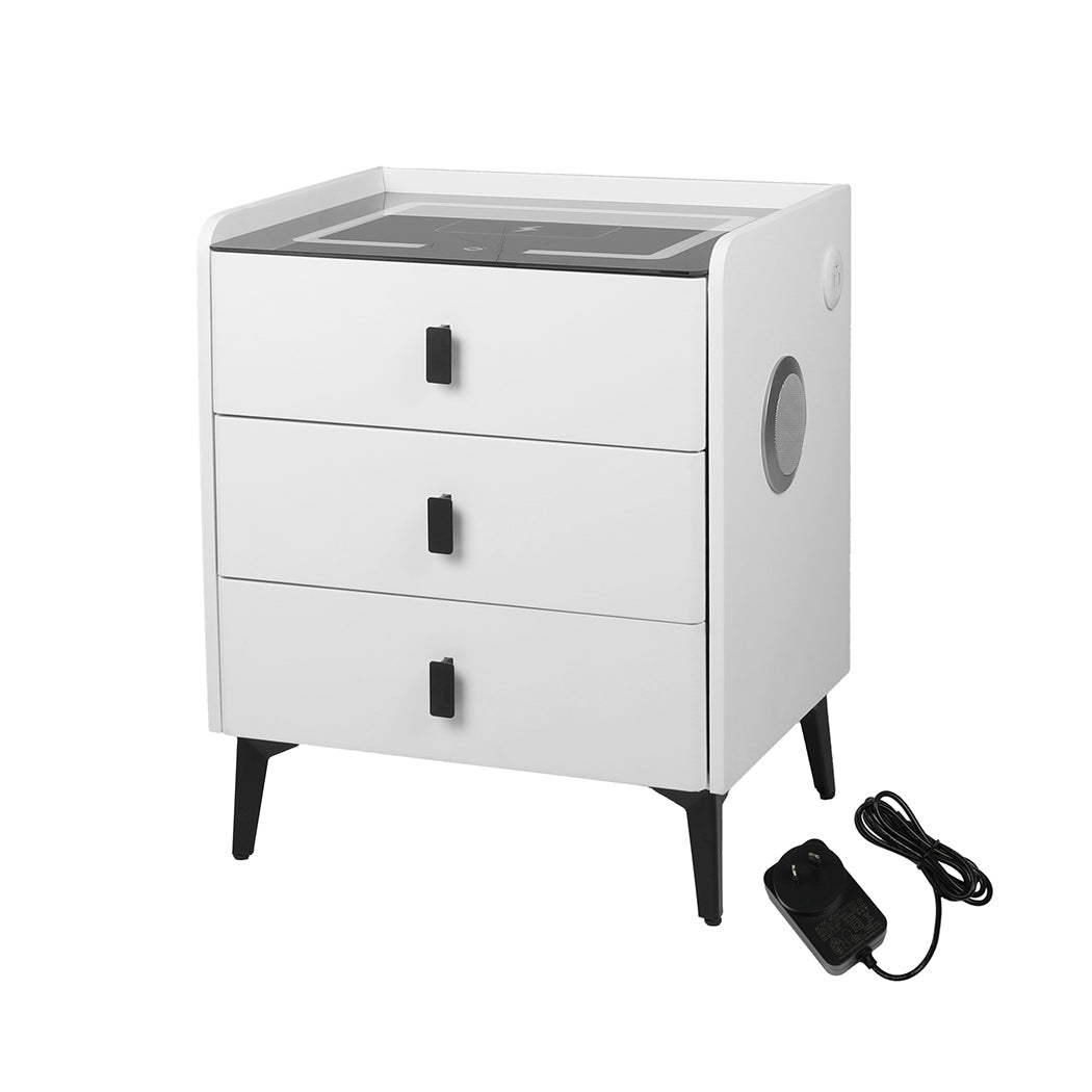 Levede Bedside Table LED Lights Drawers Storage-1869883069327085568