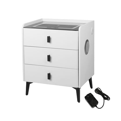 Levede Bedside Table LED Lights Drawers Storage-1869883069327085568