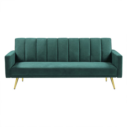 Levede Sofa Bed Convertible Velvet Lounge Recliner Couch Sleeper 3 Seater Green-1864184618333376512