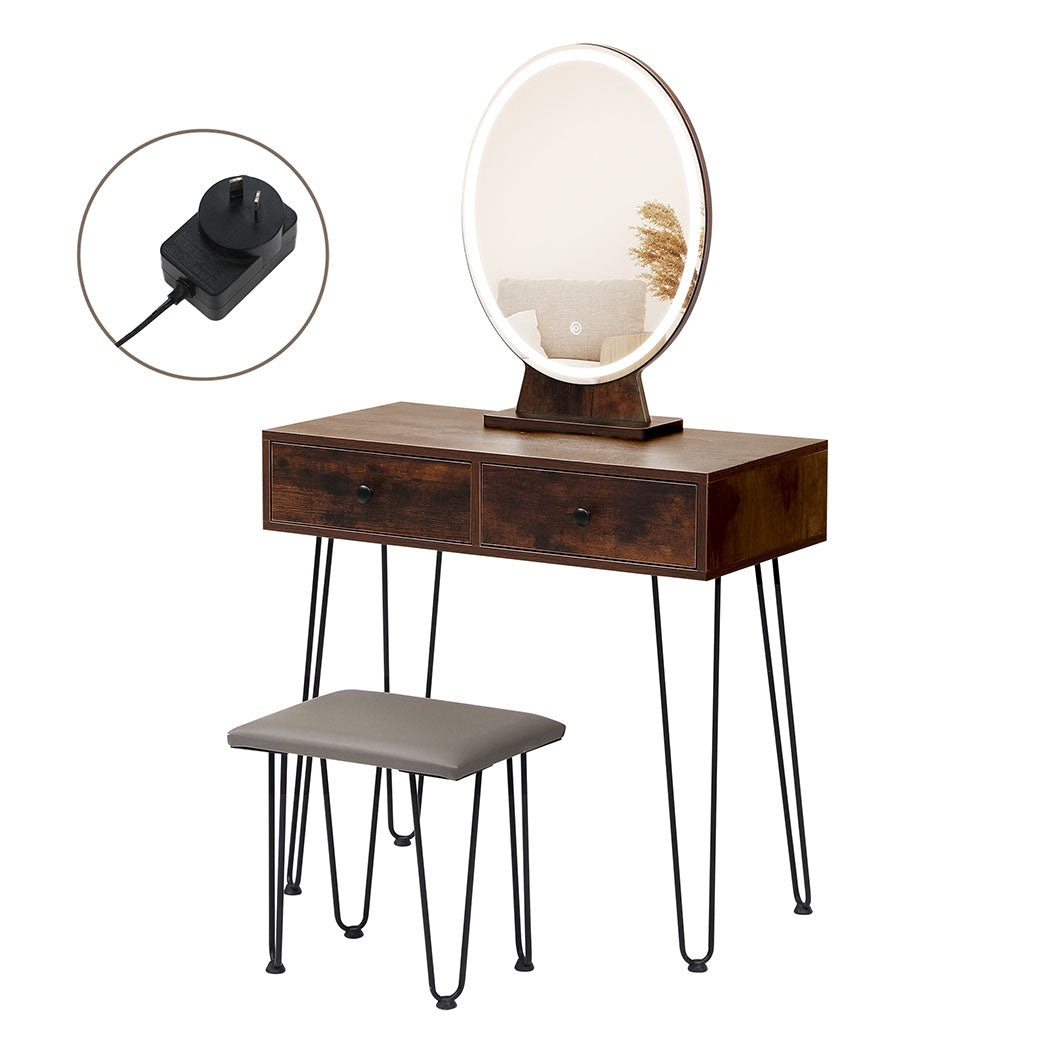 Levede Dressing Table LED Light Strip Brown-1871349402606637056