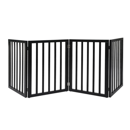 PaWz 4 Panels Wooden Pet Gate Dog Fence Black 600x 3MM-1864184510002892800