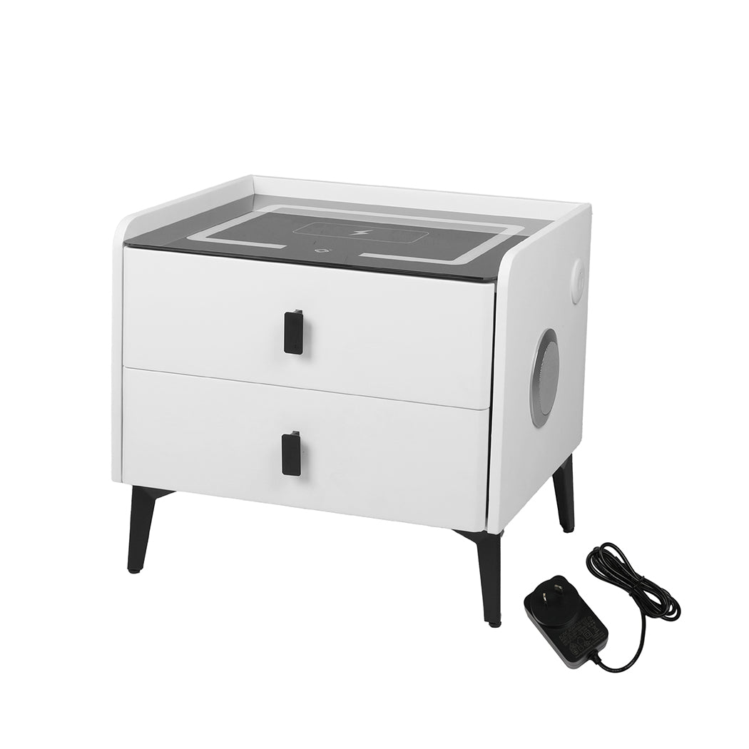 Levede Bedside Table LED Lights Drawers Storage-1869883069180284928