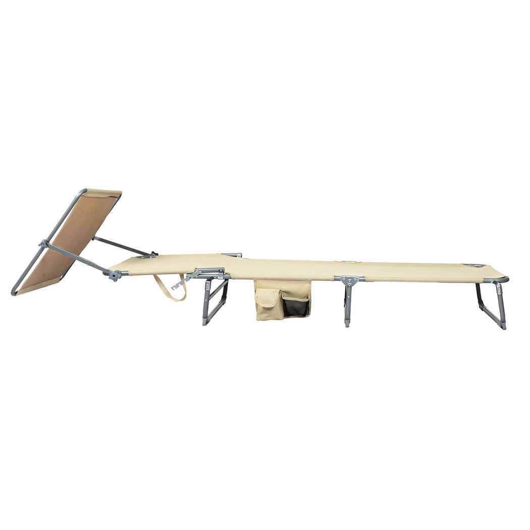 Levede Foldable Lounge Chairs with Canopy Khaki-1871349386303377409