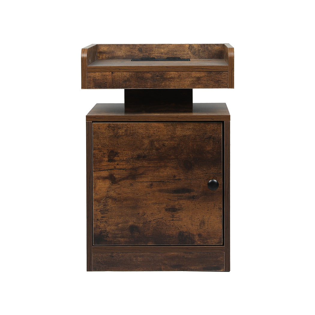 Levede Bedside Table USB Charger Outlet RGB Oak-1869883068827963393
