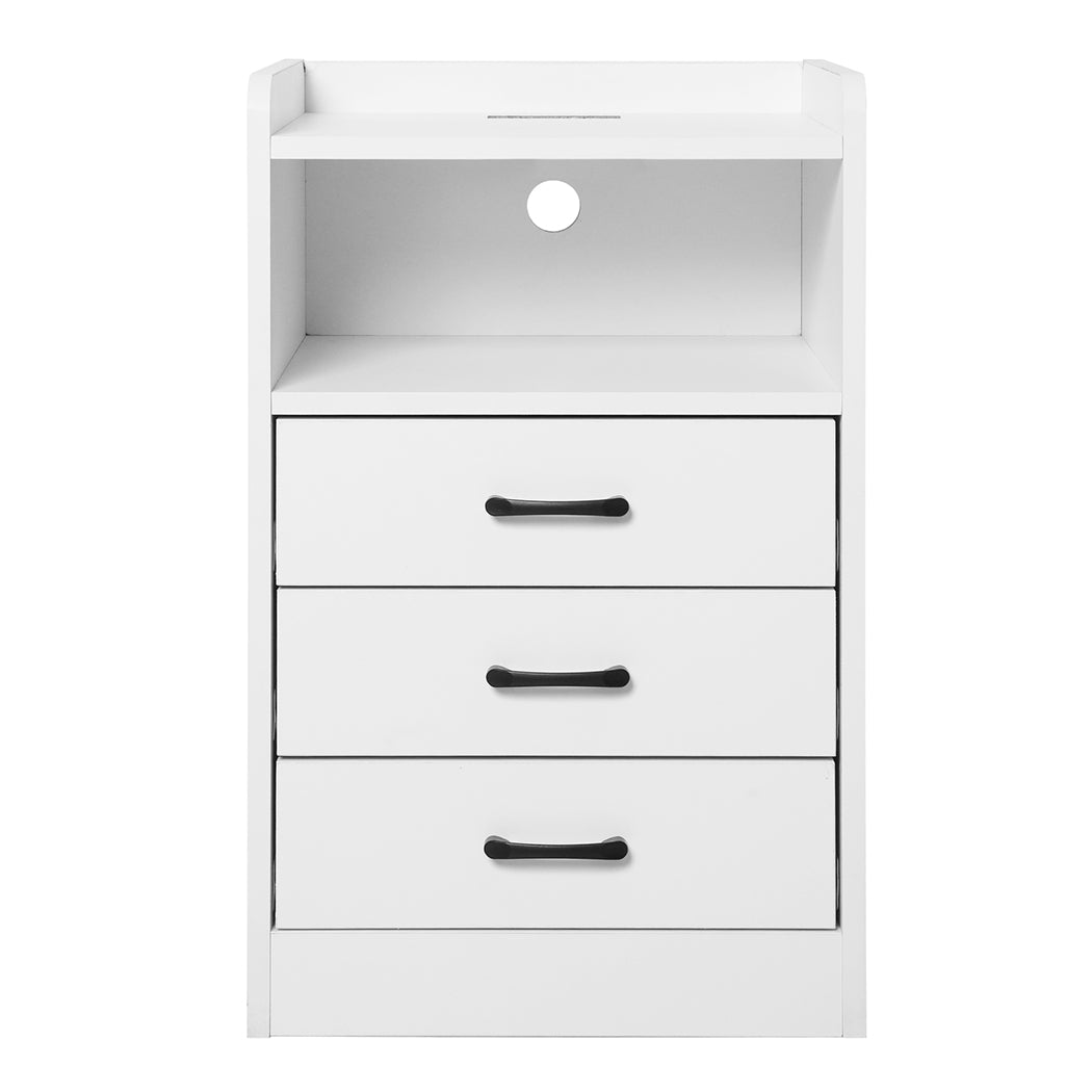 Levede Bedside Table USB Charger Outlet LED White-1869883068425310209