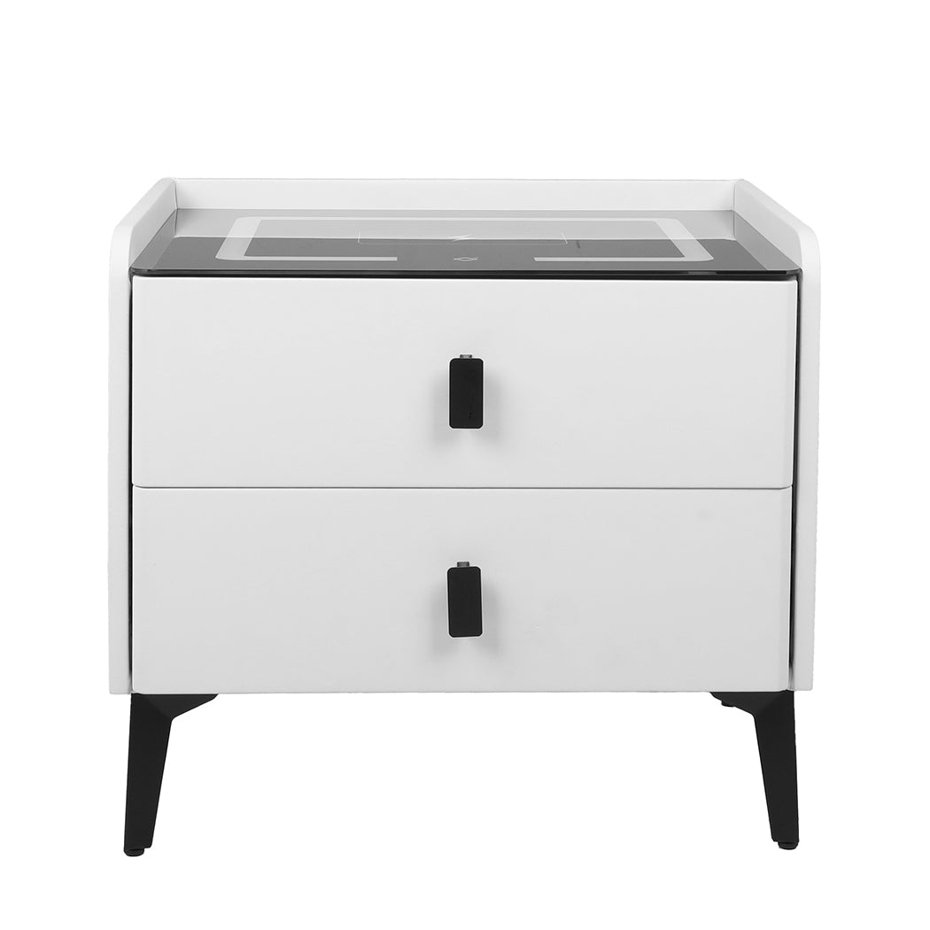 Levede Bedside Table LED Lights Drawers Storage-1869883069180284929