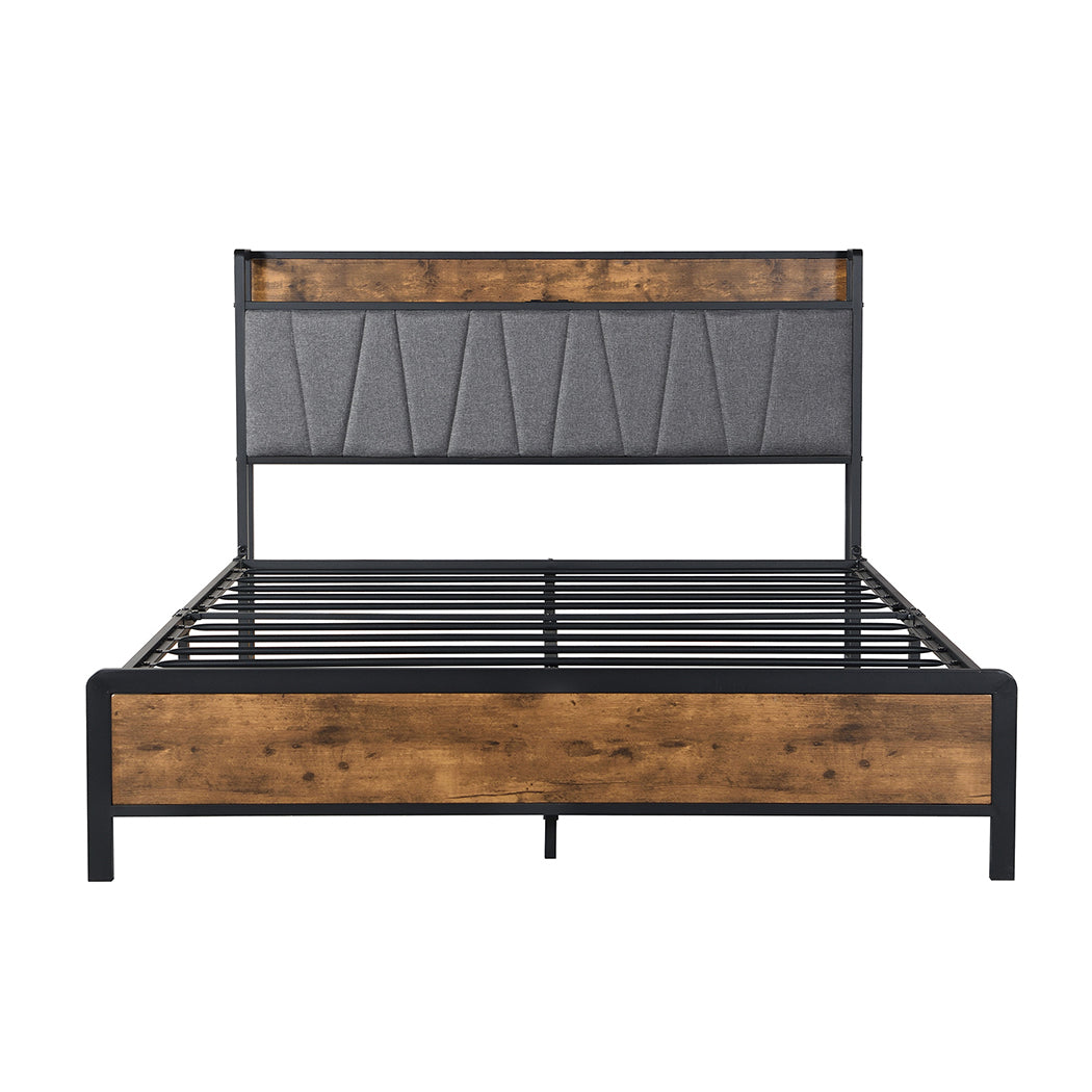 Levede Queen Bed Frame Tufted Headboard USB Charge-1864183201270992897
