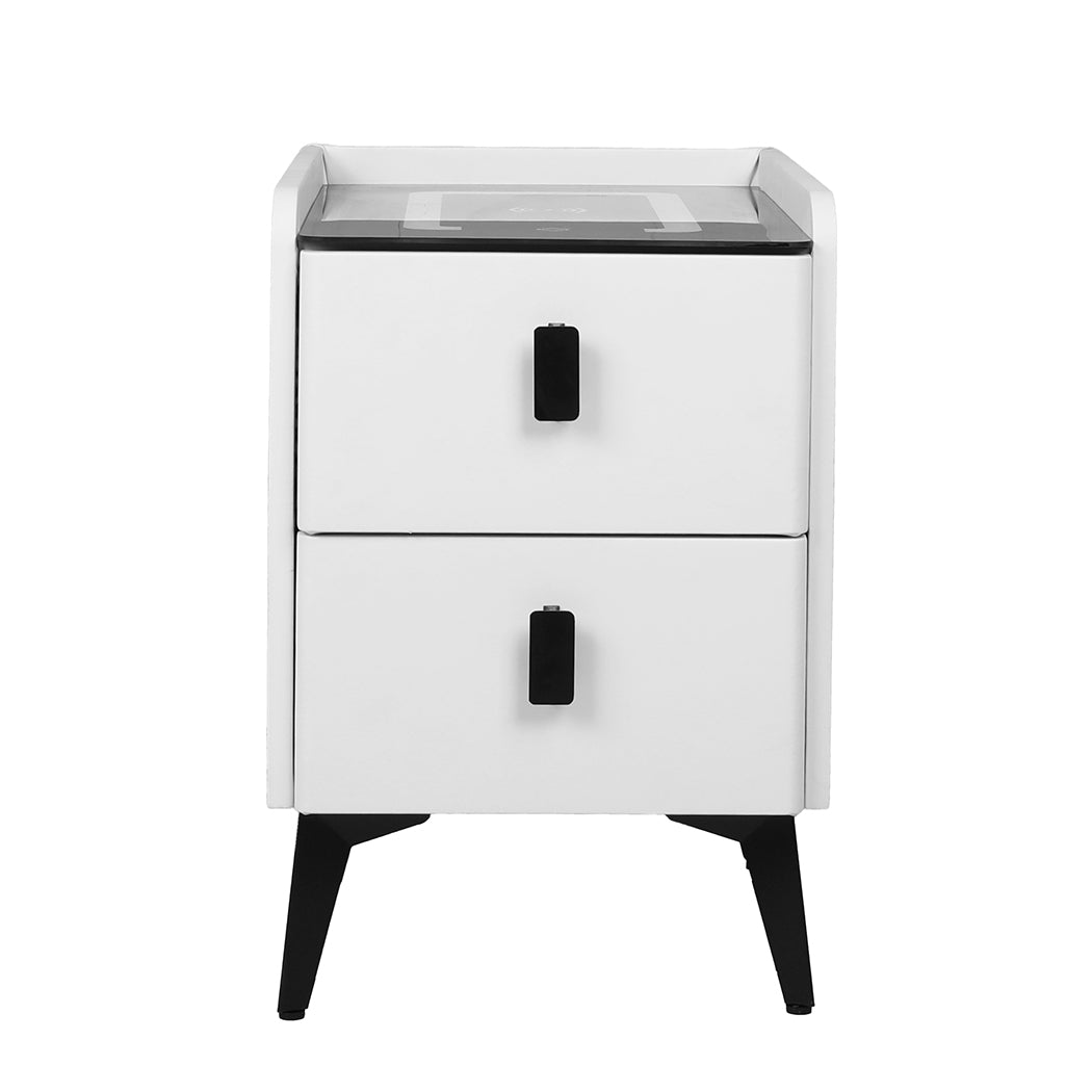 Levede Bedside Table LED Lights Drawers Storage-1869883069478080513