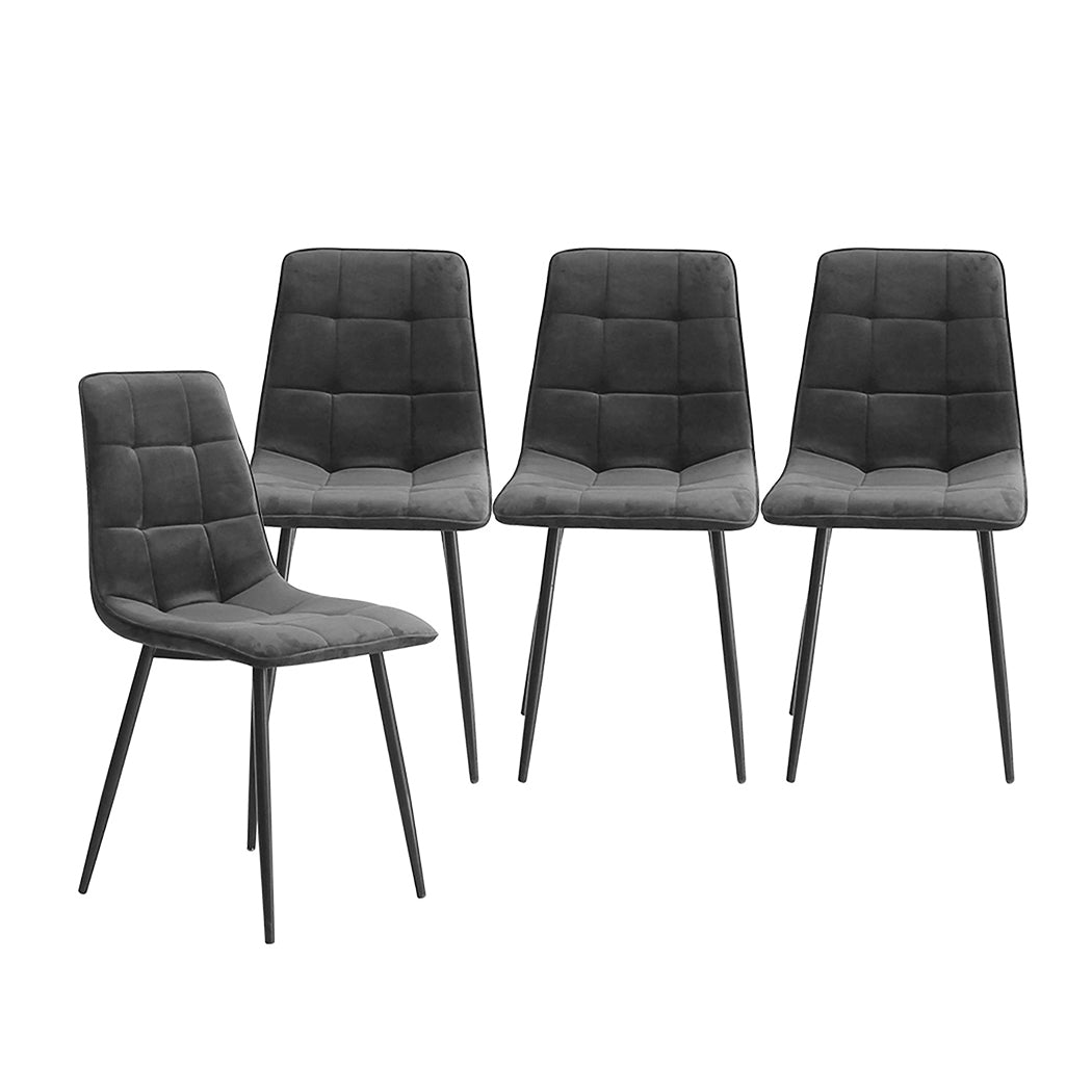 Levede 4x Dining Chairs Kitchen Velvet Grey-1864183277460525057