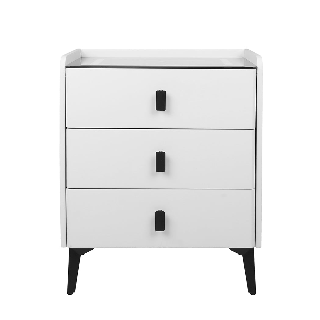 Levede Bedside Table LED Lights Drawers Storage-1869883069327085569