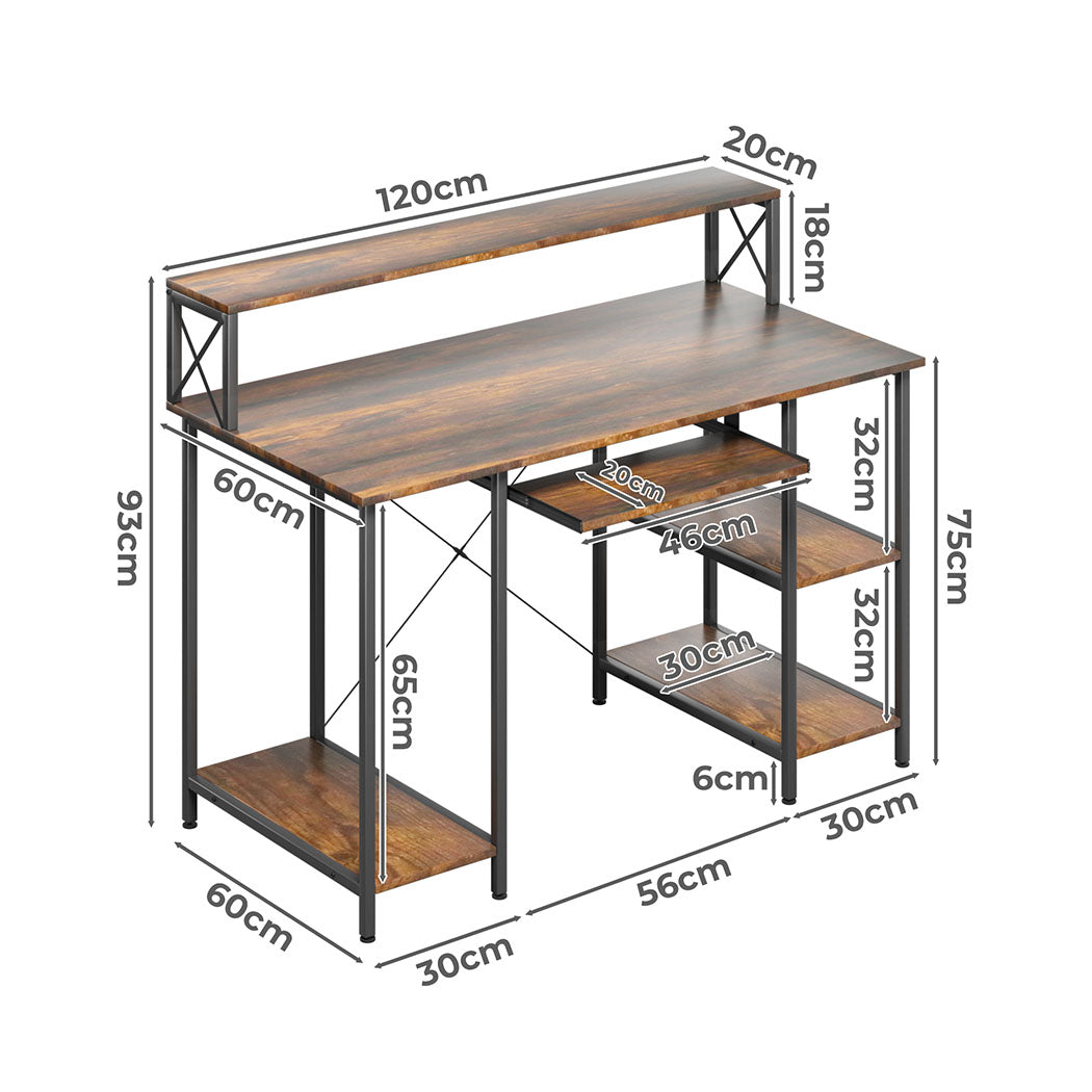 Levede Office Gaming Computer Desk Brown-1869883066516901890