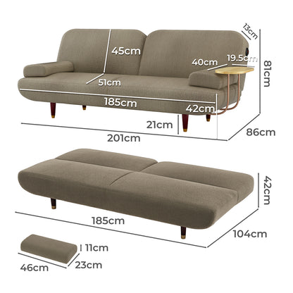 LEVEDE  CONVERTIBLE SOFABED WITH USB CHARGE AND SIDE TABLE-1869883071407460354