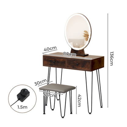 Levede Dressing Table LED Light Strip Brown-1871349402606637058