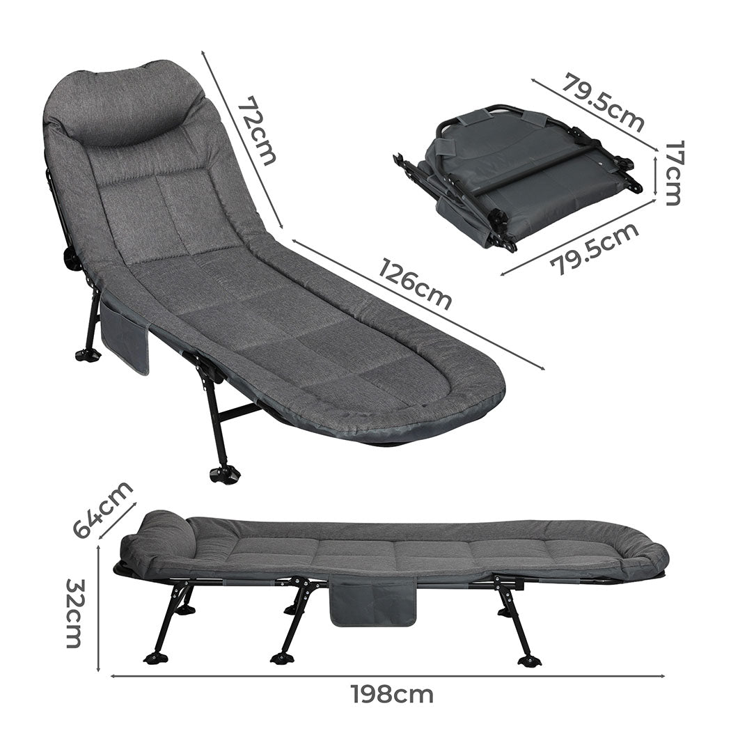 Levede Folding Camping Bed Camp Cots Dark Grey-1871349386861219842
