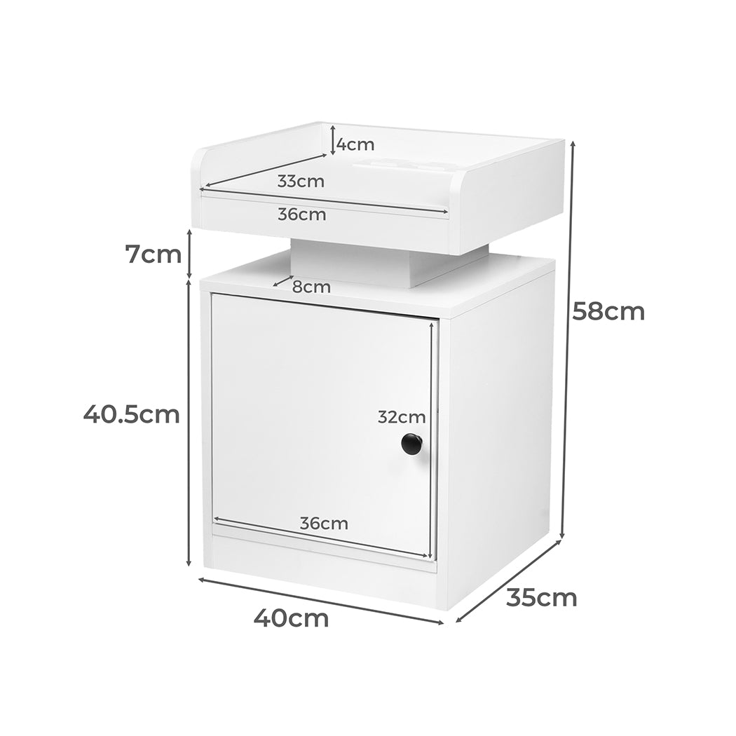 Levede Bedside Table USB Charger Outlet RGB White-1869883069012512770