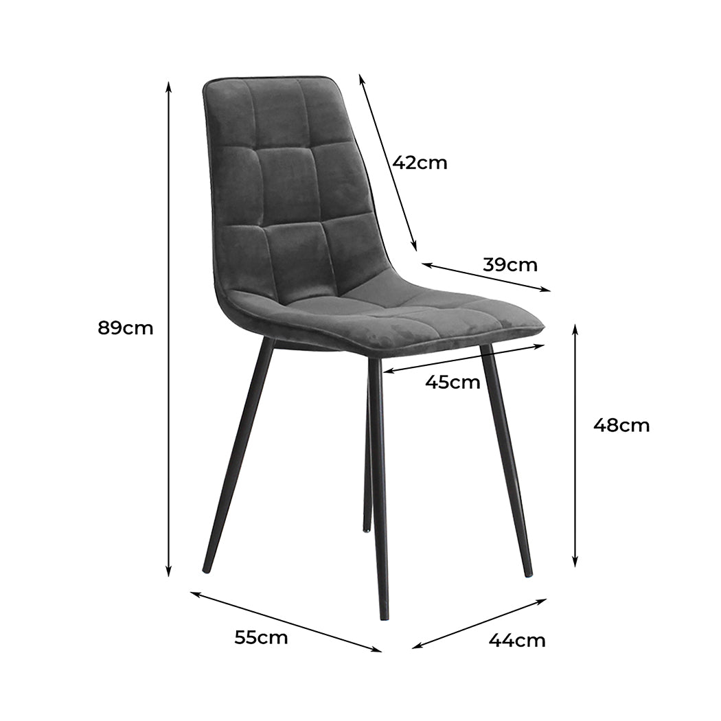 Levede 4x Dining Chairs Kitchen Velvet Grey-1864183277460525058