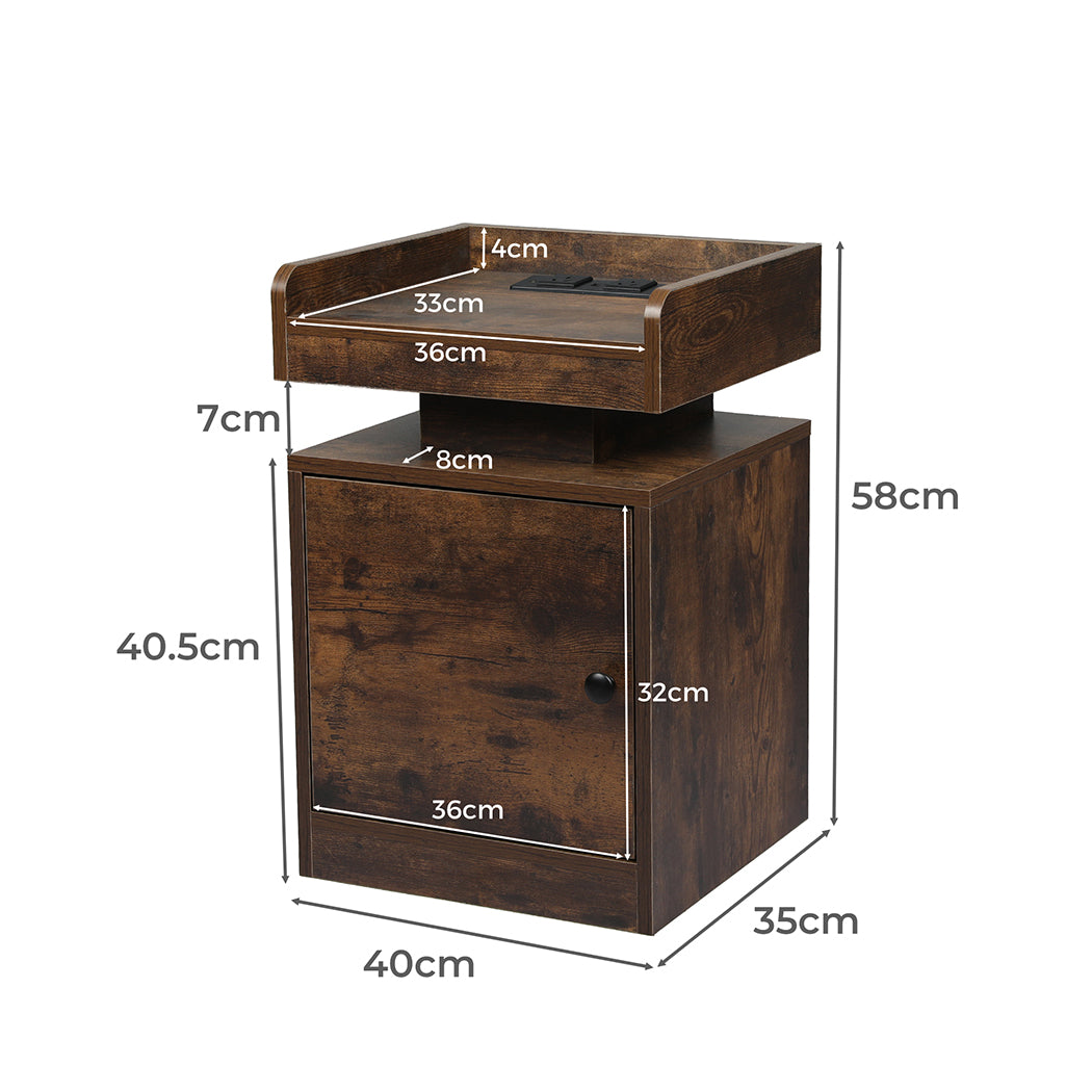 Levede Bedside Table USB Charger Outlet RGB Oak-1869883068827963394