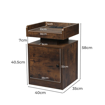 Levede Bedside Table USB Charger Outlet RGB Oak-1869883068827963394