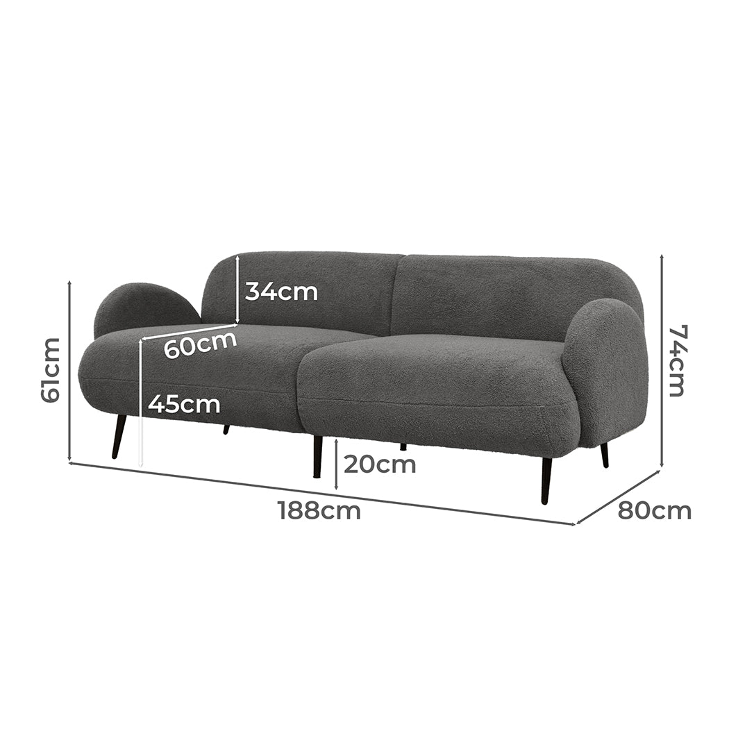 Levede Cloud Sofa 3 Seater Sherpa Fleece Beige-1869883070363078658