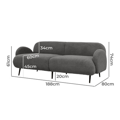 Levede Cloud Sofa 3 Seater Sherpa Fleece Beige-1869883070363078658