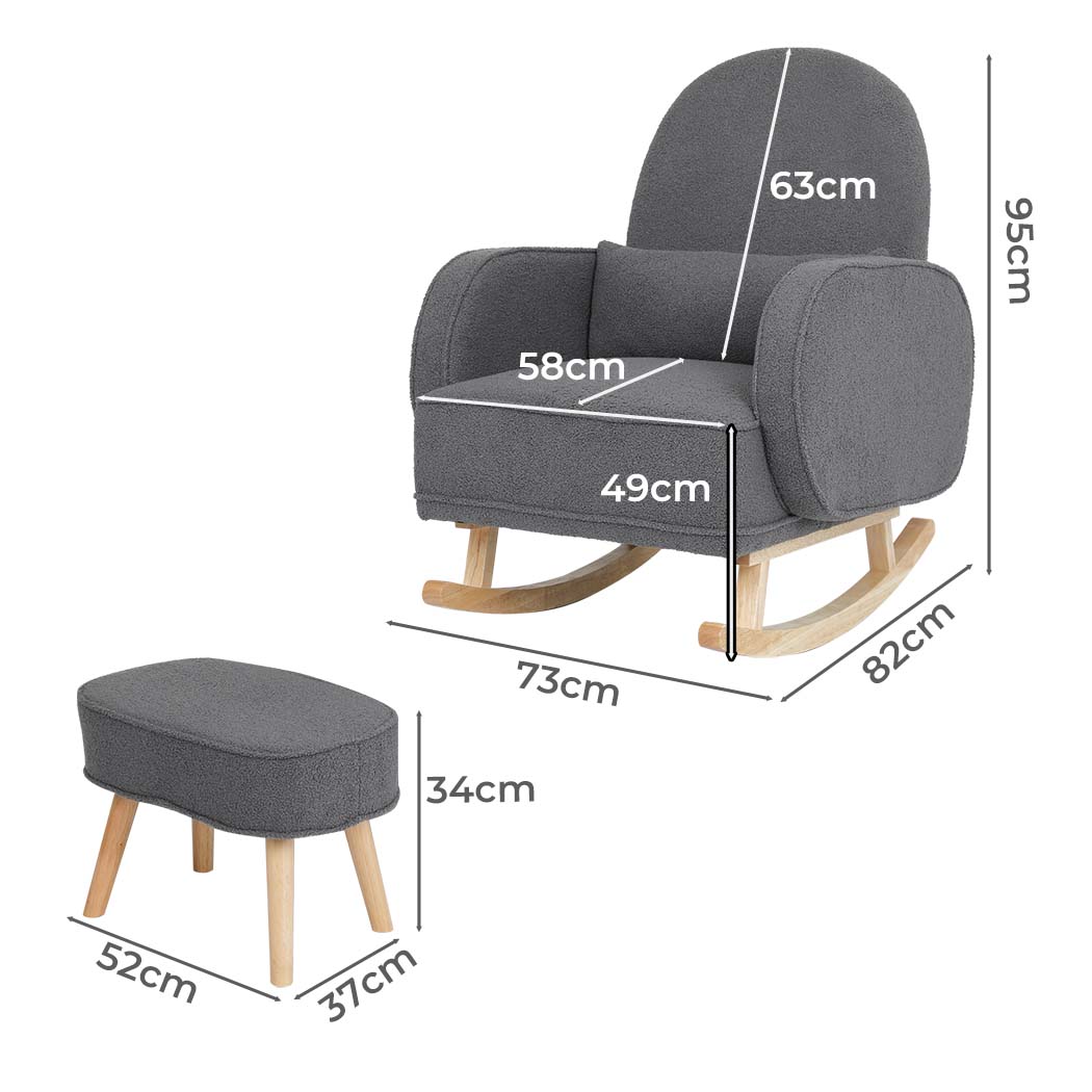 Levede Fleece Rocking Chair with footstool-1871349373972123650