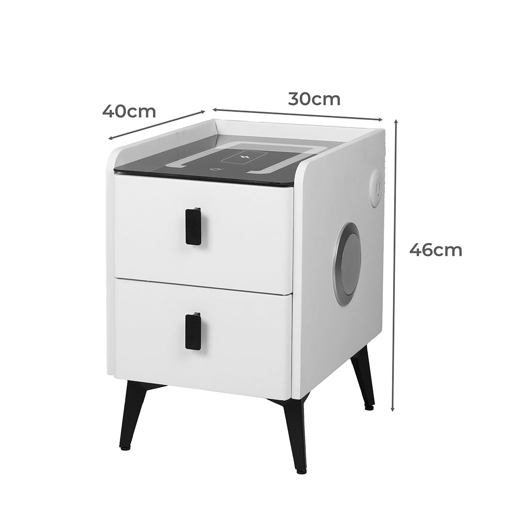 Levede Bedside Table LED Lights Drawers Storage-1869883069478080514