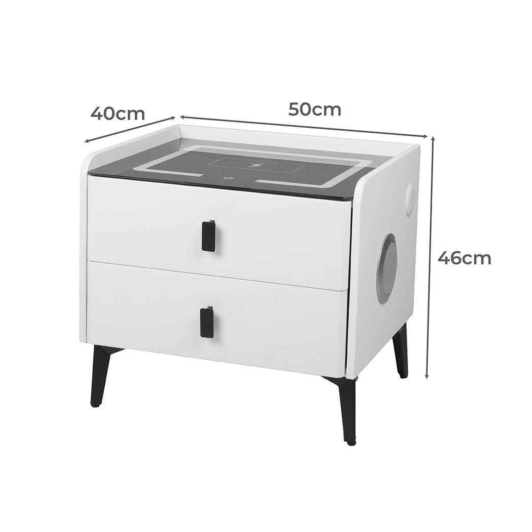 Levede Bedside Table LED Lights Drawers Storage-1869883069180284930