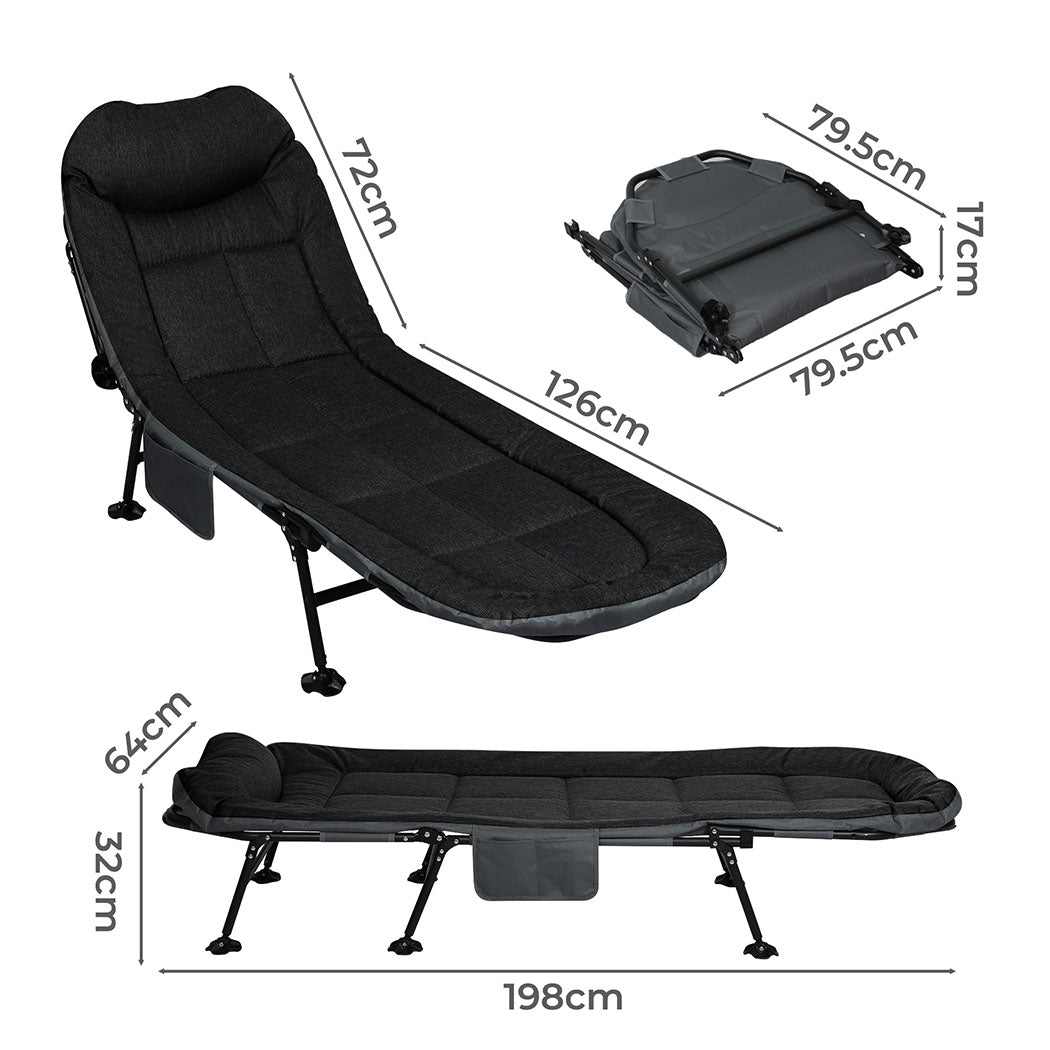 Levede Folding Camping Bed Camp Cots Black-1871349386718613506