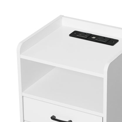 Levede Bedside Table USB Charger Outlet LED White-1869883068425310211