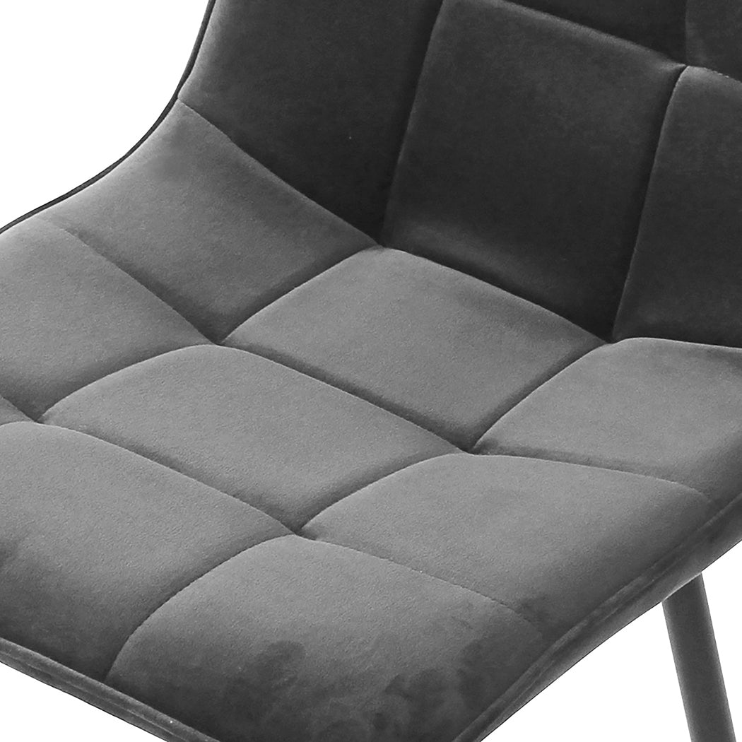 Levede 4x Dining Chairs Kitchen Velvet Grey-1864183277460525061