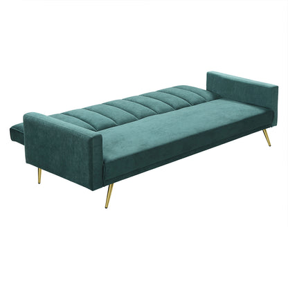 Levede Sofa Bed Convertible Velvet Lounge Recliner Couch Sleeper 3 Seater Green-1864184618333376517