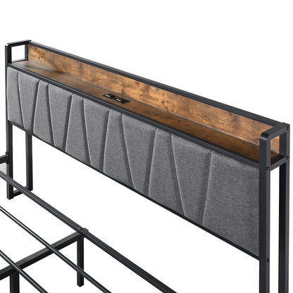 Levede Queen Bed Frame Tufted Headboard USB Charge-1864183201270992901